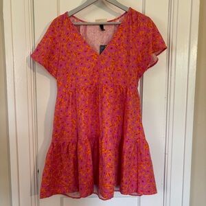 Pink and Orange Tiered Dress